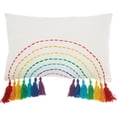 thumbnail image 3 of Mina Victory Plushlines Cotton Rainbow With Tassel Throw Pillow in Multi-Color, 3 of 5