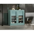 thumbnail image 3 of Palace Imports 100% Solid Wood 32" Bathroom Cabinet with Clear Glass Doors, 2-Drawers and Adjustable Shelves, Aqua, 3 of 4