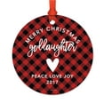 thumbnail image 1 of Family Metal Christmas Ornament, Merry Christmas Goddaughter 2017, Red Plaid, Includes Ribbon and Gift Bag, 1 of 2