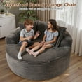 thumbnail image 3 of Ovios 58" Oversized Lounge Chair Round Cloud Deep Seat Accent Chair Plush Corduroy Boneless Sofa Chair for Living Room, Gray, 3 of 12