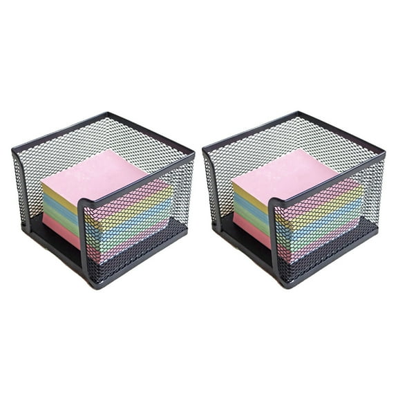 YUNLIGHTS 2Pcs Desk Note Holder Wire Mesh Metal Black Easy Access Organizer