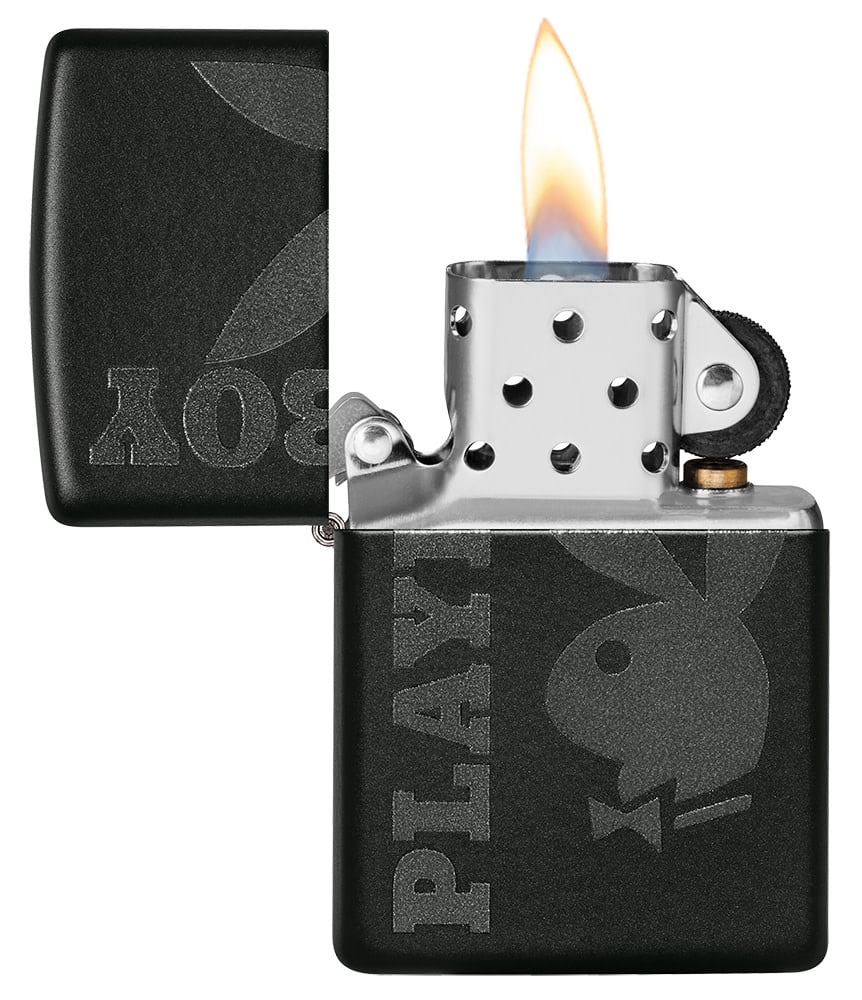 Zippo Playboy Black on Black Matte Pocket Lighter