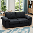 thumbnail image 3 of Newest Black PU 2-Seater Recliner Sofa - European Office Furniture with Hidden Storage, Mid-Century Modern Style, 3 of 27