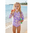 thumbnail image 2 of Tiny Cutey Toddler Girl Swimsuit Baby Long Sleeve Rashguard Top and Tankini Bathing Suit 3 Piece Set for 18-24 Months, 2 of 8