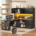 thumbnail image 4 of L Shaped Electric Standing Desk with Hutch, Adjustable Height Computer Desk with 3 Drawers and Storage Shelves, 4 of 8