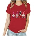 thumbnail image 1 of Guzom Red Cute Gnome LOVE Graphic Crewneck Short Sleeve T-Shirt for Women, Stretch 95% Polyester 5% Spandex Casual Valentine's Day Tee S-XXXL Plus Size,Size M, 1 of 6