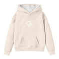 thumbnail image 3 of Letdown Cute Heart Graphic Hoodie Pullover Kids Girls Preppy Hoodies Kids Valentine Thanksgiving Sweatshirts with Pockets Oversized Tops (Beige,3-4 Years), 3 of 4