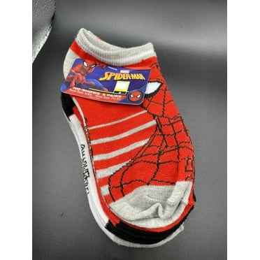 Kids Marvel Spiderman No-Show Socks 5 Pairs Size 6-8.5
