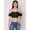 Black, variant on HERE&NOW Women's Printed Off Shoulder Cute Tube Top Short Puff Sleeves High Waist Casual Wear Summer Crop Top