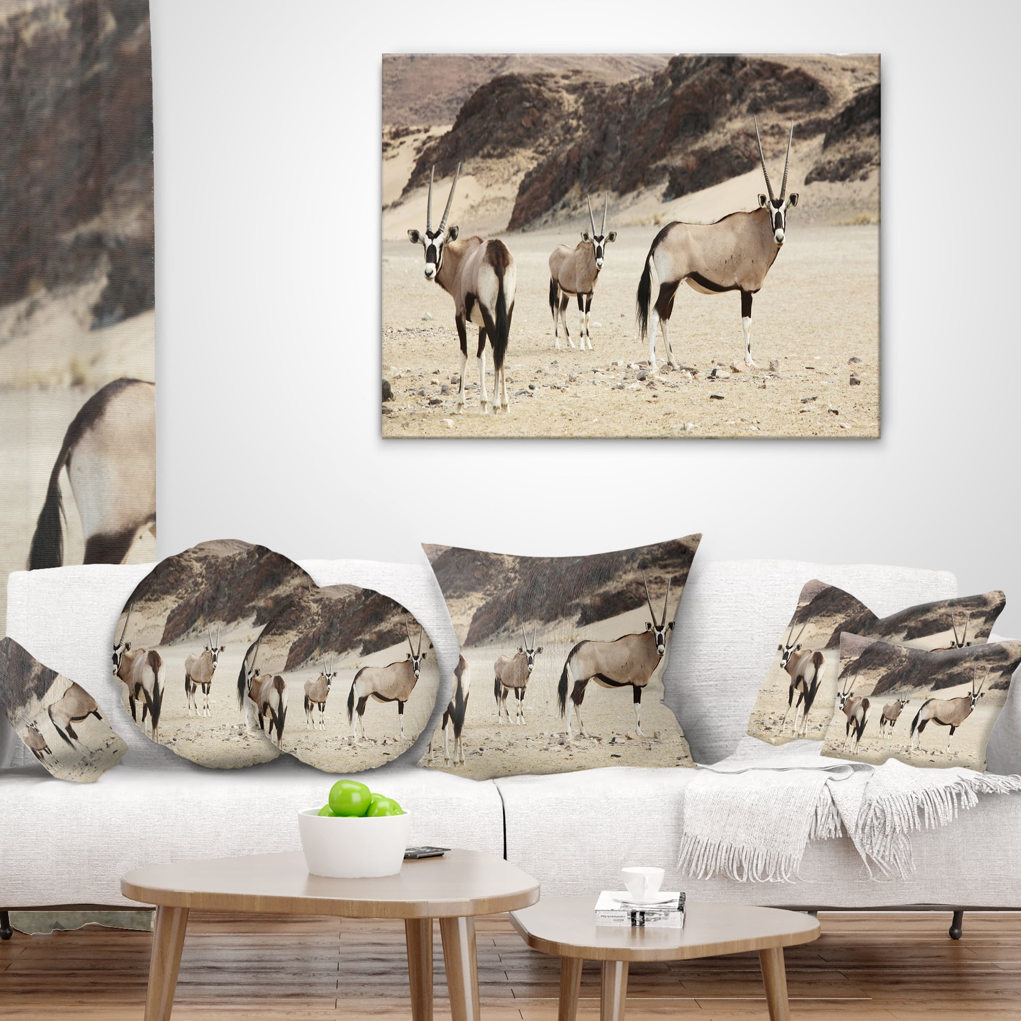 Designart 12" x 20" Brown Polyester Throw Pillow