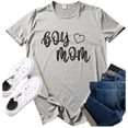 thumbnail image 2 of EQWLJWE Womens Boy Mama Sweatshirt Round Neck Pullover Tshirts Mama Life Letter Print Tops, 2 of 5