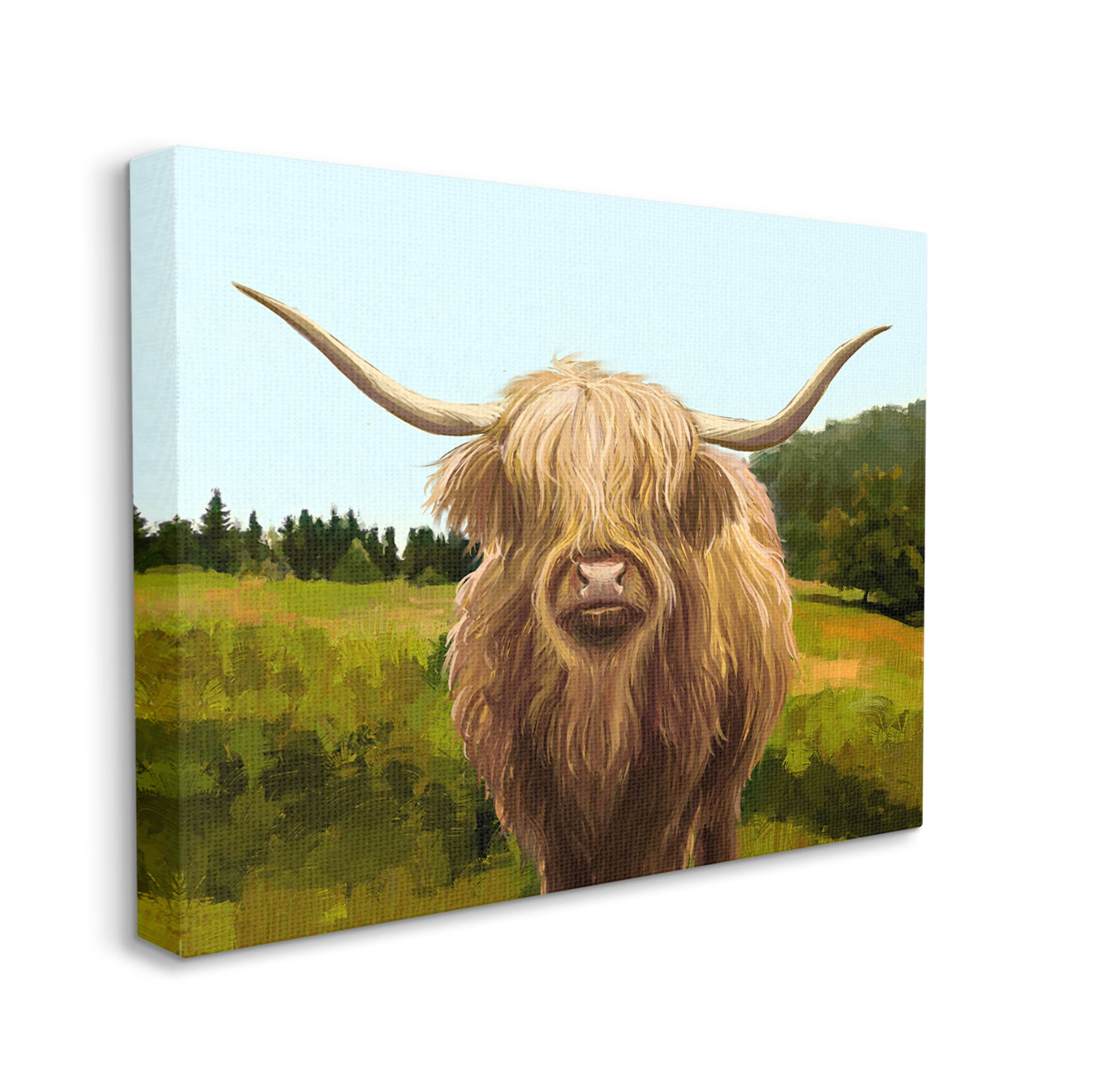 Stupell Industries Highland Cattle Grassland Farm Painting Gallery Wrapped Canvas Print Wall Art, Design by Ziwei Li