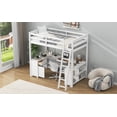 thumbnail image 6 of Full Size Loft Bed with U-shaped Desk, Drawers and Storage Shelves, White, 6 of 9