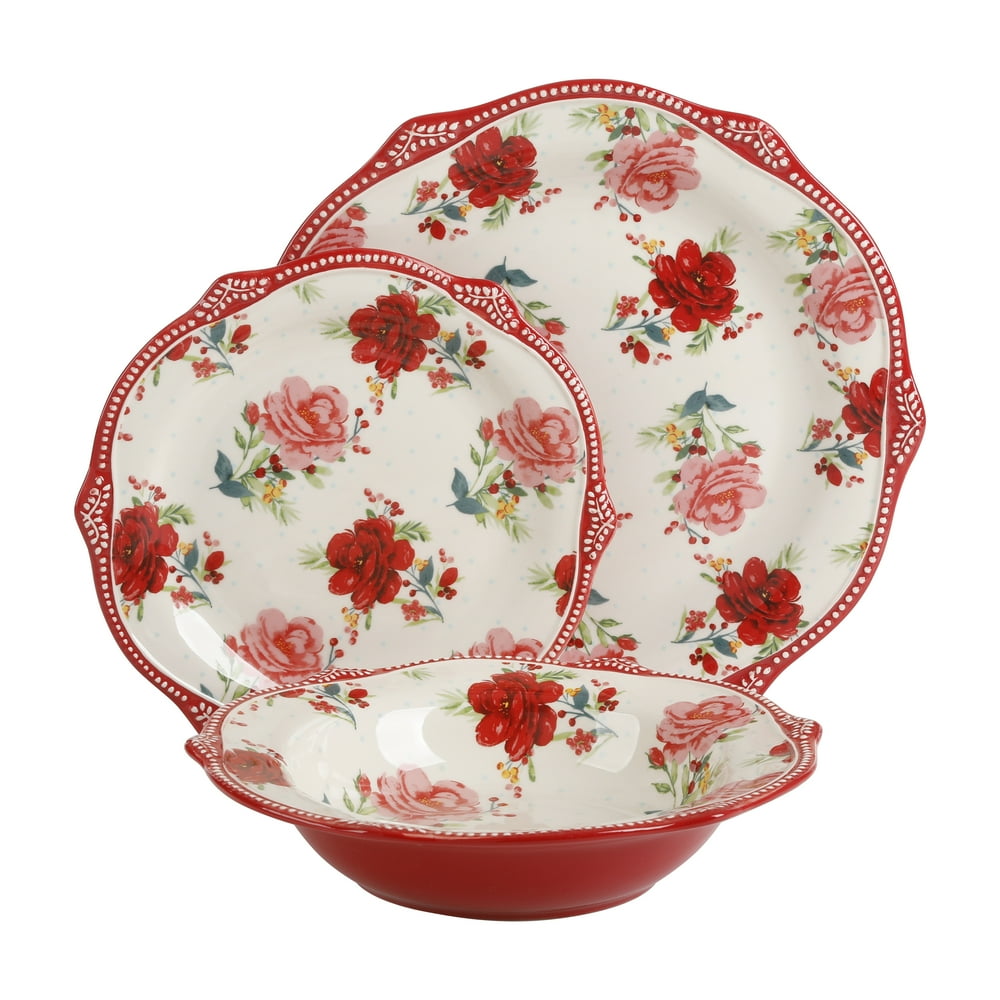 The Pioneer Woman Holiday Cheerful Wreath/Cheerful Rose Toss Assorted