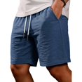thumbnail image 2 of Mens Lounge Sweat Shorts, 7" Casual Elastic Waist Gym Workout Shorts with Elastic Waist And Drawstring Featuring Solid Color Design Navy XXXL, 2 of 5