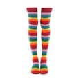 thumbnail image 6 of IWRICH Women's Colorful Striped Socks over the Knee Clown Striped Accessories Thigh High Stockings Red, 6 of 6