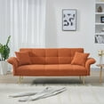 thumbnail image 2 of CARZZI 70" Upholstered Teddy Loveseat Sofa, Convertible Futon Sofa Couch with Adjustable Arms, Deep Seat 2 Seater Comfy Cushion Love Seat for Small Space Living Room Bedroom Apartment, Orange, 2 of 12