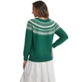 thumbnail image 4 of Asklazy Women Casual Regular Fit Jacquard Crew Neck Sweater Winter Pullover,US Size,Green,L, 4 of 9
