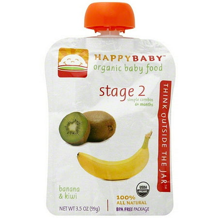 Happy Tot Organic Stage 2 Banana & Kiwi Baby Food, 3.5 oz (Pack of 16)