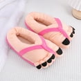 thumbnail image 2 of Big Toe Shoes, Funny Cartoon Cotton Slippers Toe Shoes, Warm Soft Slippers, Male Female Winter Cartoon Funny Indoor Warm Shoes - 11.8 x 11 inch (Rose Red, 1 pair), 2 of 5