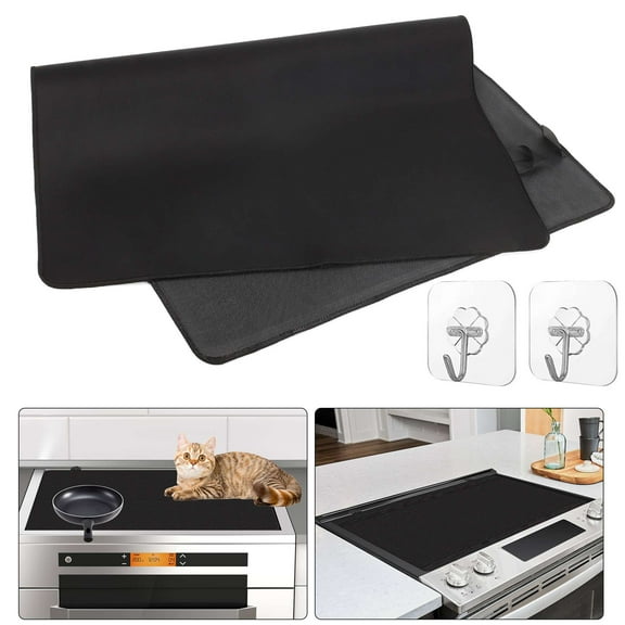 Luxtrada Stove Top Cover for Electric Stove, 28.5" × 20.5" Glass Stovetop Cover Prevents Scratching, Dryer Ironing Mat Cooktop Work Surface Expands Usable Space, Black