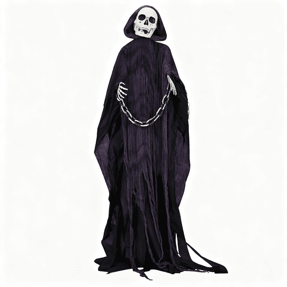 6ft Life-Size Halloween Animatronic Grim Reaper - Sound-Activated, 1-Minute Assembly for Yard/Haunted House/Party