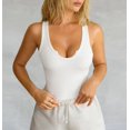 thumbnail image 6 of Tank Tops for Women Summer Sleeveless Shirts V Neck Ribbed Slim Fitted Tops Blouses White L, 6 of 9