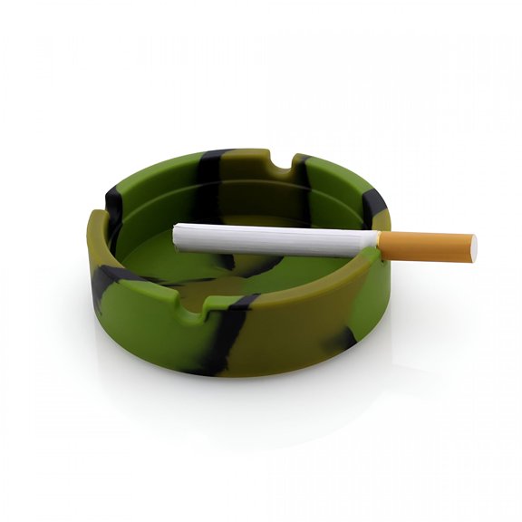 ACDANC Smokeless Ashtray for Outdoors Indoor Patio Silicone Rubber High Temperature Heat Resistant Round Design Ashtray, Camouflage