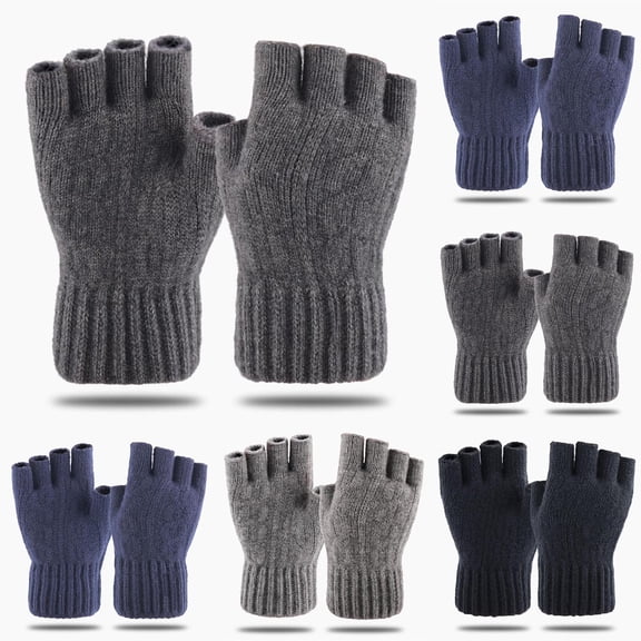 Msgweeeg Heated Gloves Warm Gloves for Women Man and Women Solid Color Half-Finger Outdoor Fingerless Thicken Wool Casual Fashionable Gloves for Cold Weather and Insulation