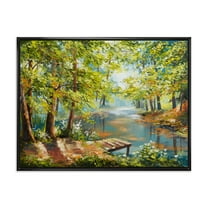 Designart 'Meandering River With Autumn Forest' Lake House Framed Canvas Wall Art Print