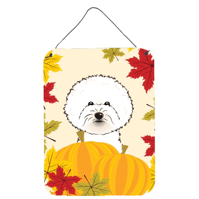 Caroline's Treasures Bichon Frise Grabados para colgar en la pared o en la puerta de Acción de Gracias BB2023DS1216, 16HX12W, Multicolor Caroline's Treasures BB2023DS1216