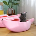 thumbnail image 5 of BIMZUC Banana Shape Pet Bed Removable Washable Semi Closed Winter Warm Pet House Cozy Sleeping Cushion for Small Cat Dog Hamster Squirrel Pink 16.5 x 5.9 x 4.7 Inches, 5 of 9