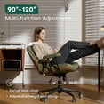thumbnail image 4 of HomeZeer Vintage Executive Office Chair with Rubber Casters Padded Arms, Premium Olive Green Faux Leather Swivel Computer Desk Chair, Height Adjustable Task Chair for Home Office, 4 of 12