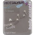 Body Jewelry L Shaped Nose Stud Value Pack, Clear