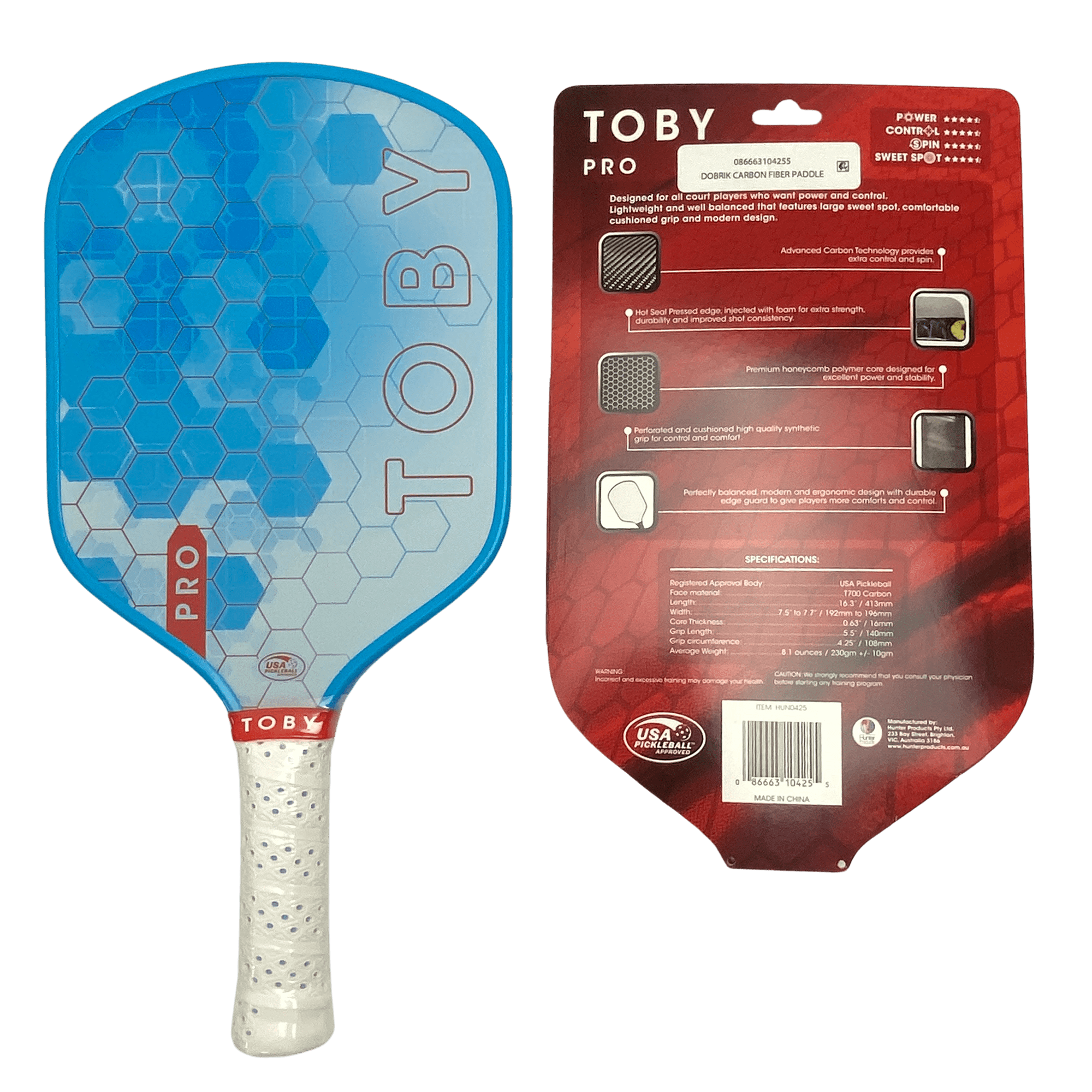 Toby Carbon Fiber Pickleball Paddle