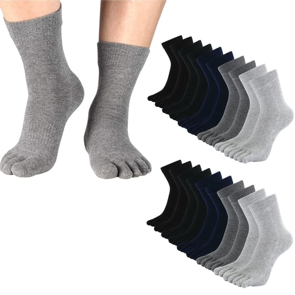 10 Pairs Seamless Toe Socks for Men | Premium Cotton Blend, No-Slip Fit & Sweat Absorption | Lightweight Athletic Five Finger Socks | Ideal for Running, Gym, Travel & Casual Use