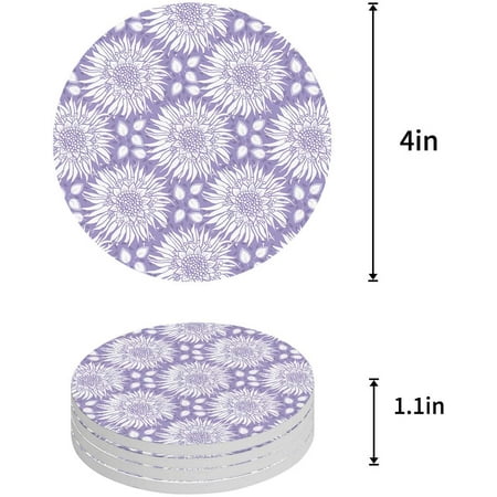 

ZHANZZK Sunflowers Set of 4 Round Coaster for Drinks Absorbent Ceramic Stone Coasters Cup Mat with Cork Base for Home Kitchen Room Coffee Table Bar Decor
