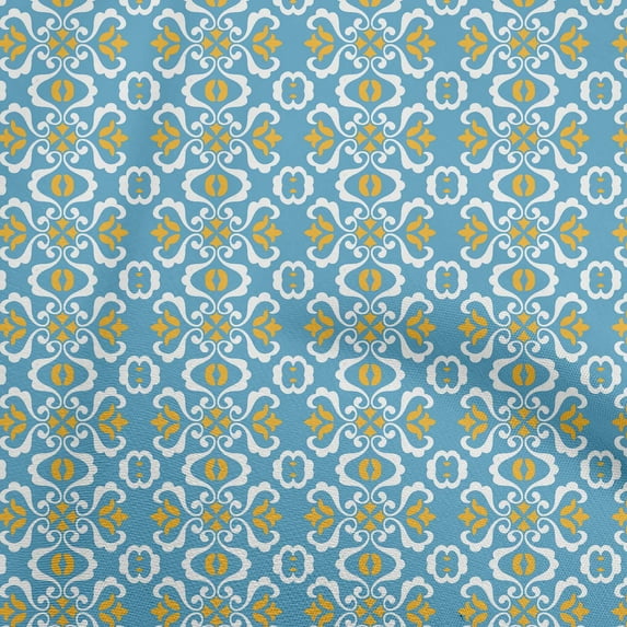 oneOone Polyester Lycra Turquoise Blue Fabric Mosaic Fabric For Sewing Printed Craft Fabric By The Yard 56 Inch Wide
