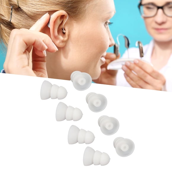 8 Pcs Embouts d'Aide Auditive 3 Couches en Silicone Souple de Rechange BTE ITE Poche Embouts d'Aide Auditive Bouchons d'Oreilles Dômes, Conception à Trois Couches pour Aides Auditives avec Trous de Guidage Sonore Autour de 2-3,5 mm