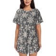 thumbnail image 1 of Balery Sparkling Snowflakes Conjunto de Pijama para Mujer con Estampado, Dos Piezas de Manga Corta y Shorts, Ropa de Dormir Suave con Cuello Redondo y Bolsillos-XX-Large, 1 of 6