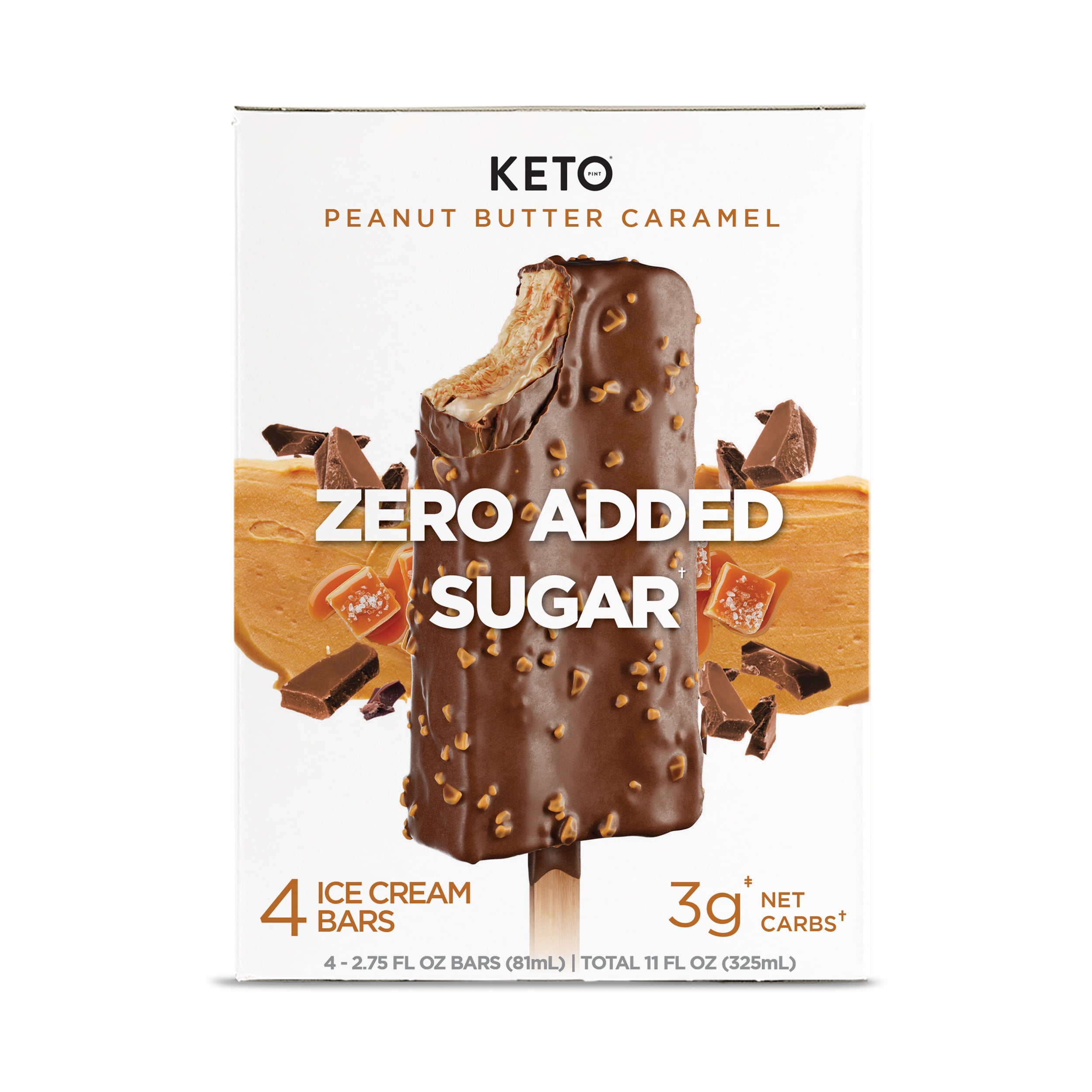 (3 pack) Keto Pint Peanut Butter Crunch Ice Cream Bars, No Added Sugar, 2.75 fl oz, 4 Count