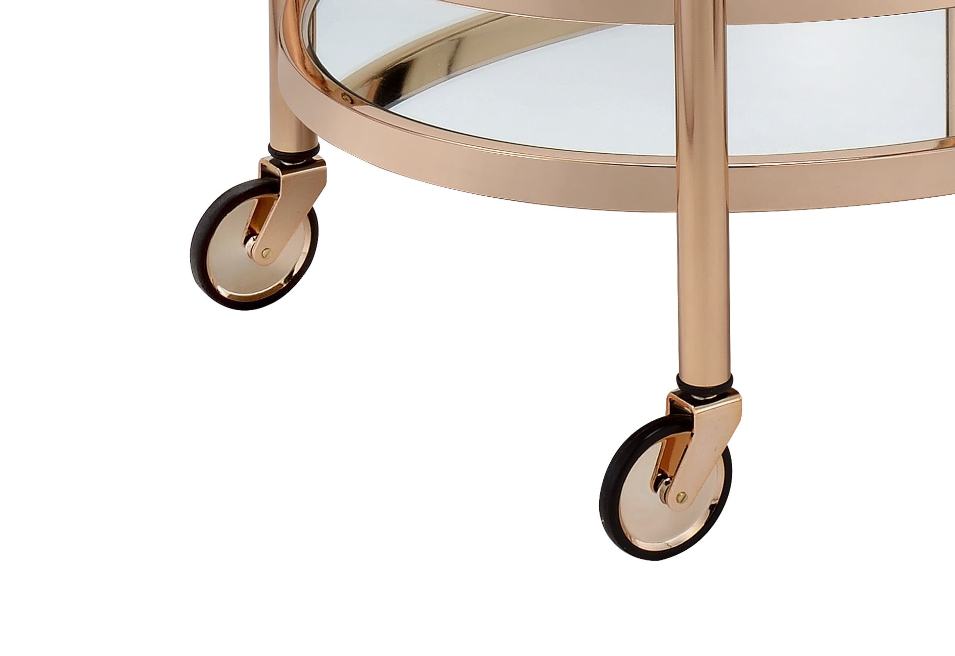 Clear Glass & Rose Gold Finish Serving Cart
