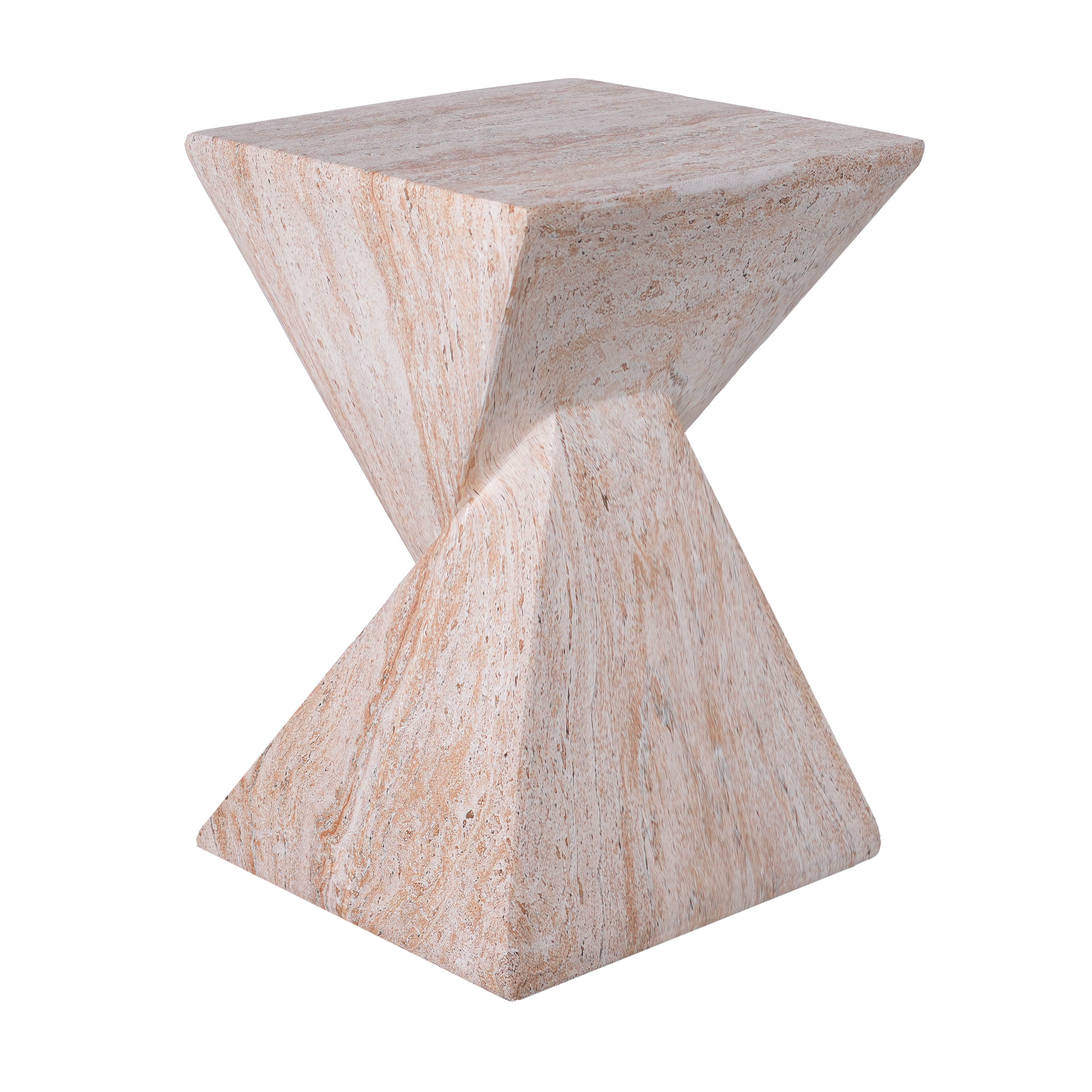 Mintazer 18.5"H Twisted Hourglass Concrete MGO Side Table, Indoor Outdoor Sculptural Geometric Accent End Table for Living Room Bedroom Patio Garden