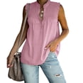 thumbnail image 2 of Tops for Women Casual Turtleneck Solid Color Sleeveless Vest Beach Blouse Tops Women's Summer Clothes, 2 of 7
