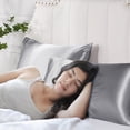 thumbnail image 4 of Silk Touch Satin Pillowcase Set, Amino Acids Infused 2 Pack for Anti-wrinkle Benefits, Grey 20" x 26", 4 of 7
