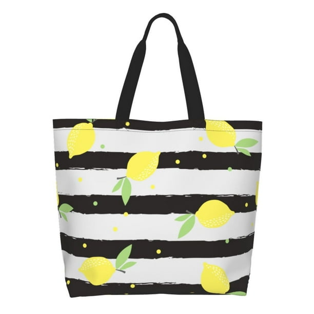 Fotbe Lemon Bolsa Tote Estética de Lona con Estampado para Mujer - Bolsa Reutilizable de Hombro Casual para Vacaciones, Compras, Trabajo y Gimnasio