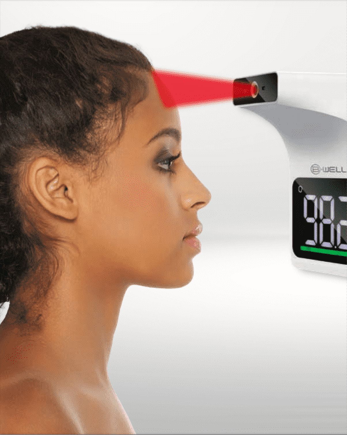 BWell Bluetooth Wall-Mounted Contactless Infrared Forehead Thermometer with Large LED Display, All Ages