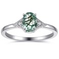 thumbnail image 2 of NUNCAD Oval Cut Moss Agate Rings for Women 925 Sterling Silver Rings Unique Moss Agate Engagement Ring Size 5-9, 2 of 5