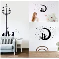 thumbnail image 4 of Juego de 2 pegatinas de pared con diseño de gato, autoadhesivas, color negro, para farola, estrella, gato, decoración de pared para salón, habitación infantil, gato, 4 of 6