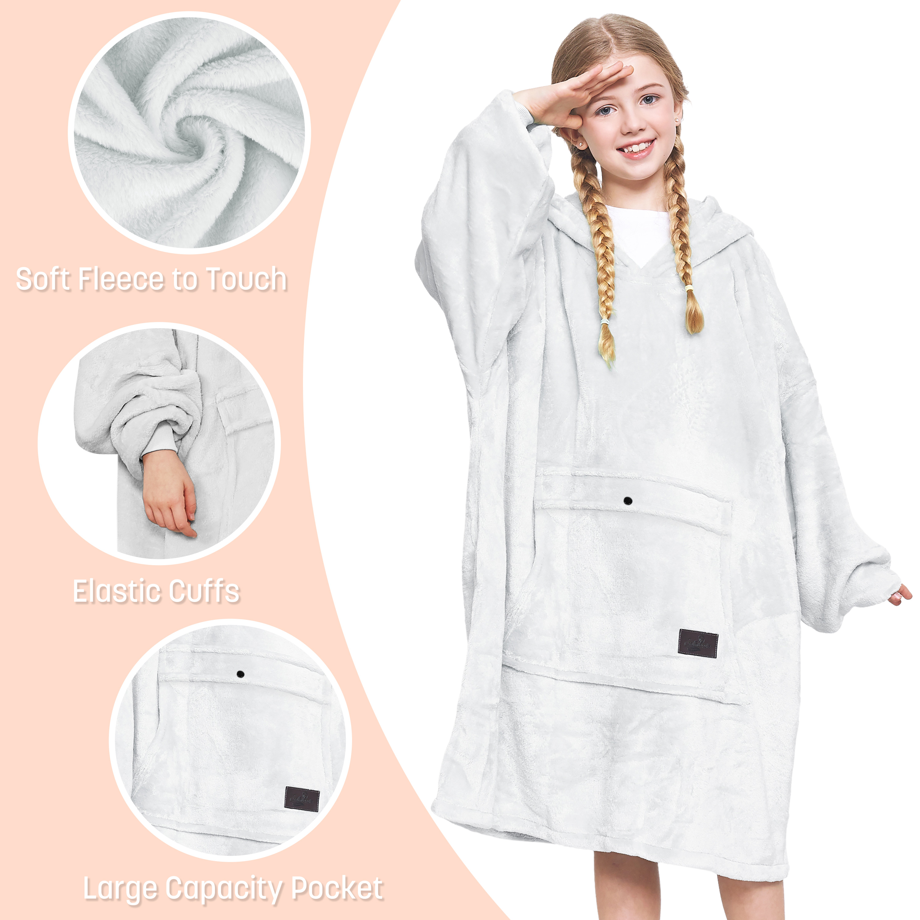 Catalonia Oversized Blanket Hoodie Sweatshirt, Fleece Pullover with Large Front Pocket, Super Soft Warm Comfortable for Teenagers Kids Youth